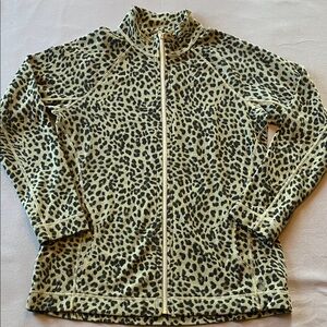 Tommy Bahama Aruba Lagoon Leopard Zip-Up Mock Neck Sweatshirt SZ M